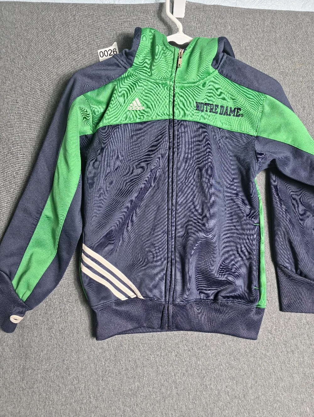 adidas Kids Navy and Green Full-Zip Hoodie Jacket Notre Dame Very Cool